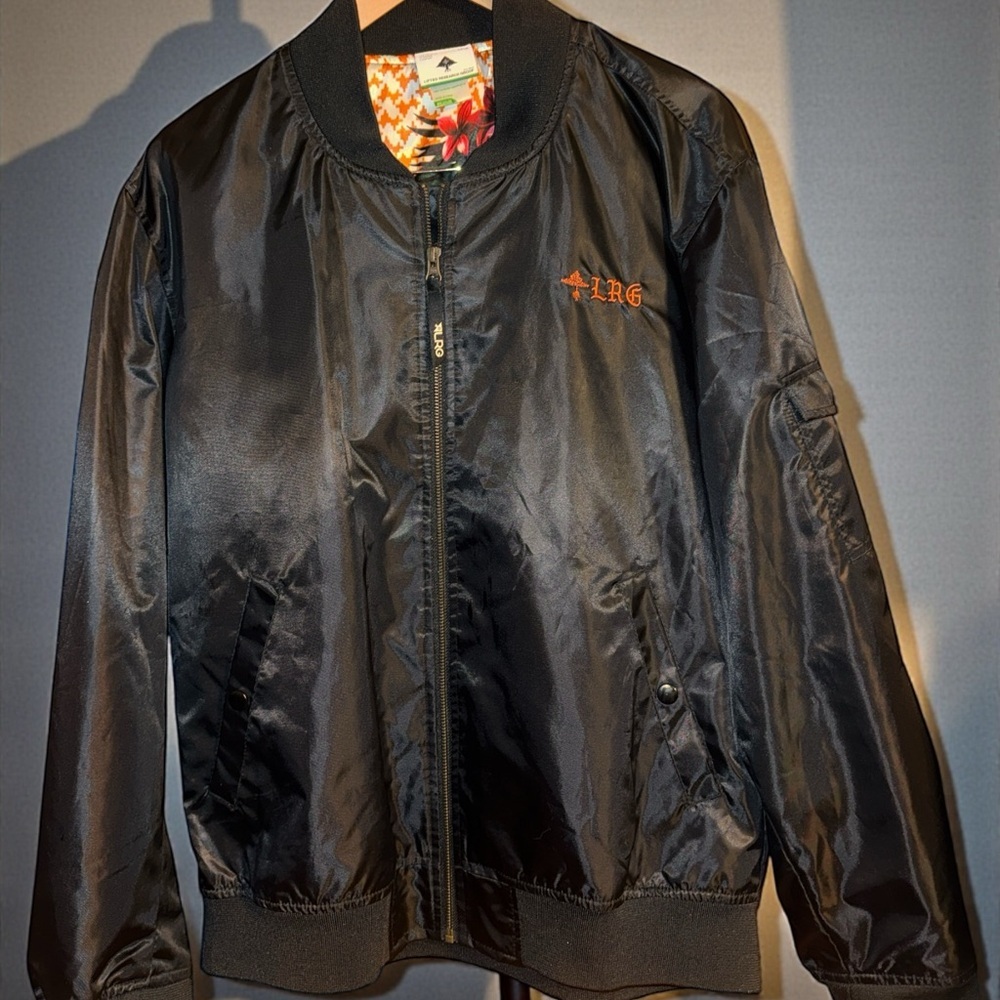LRG Lifted Research Group Men’s Aloha Black Bomber Jacket Style C184001 Size M - Picture 3 of 14